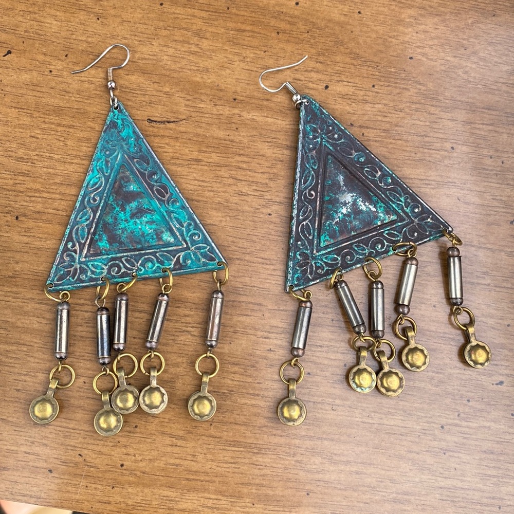 Patina dangly earrings